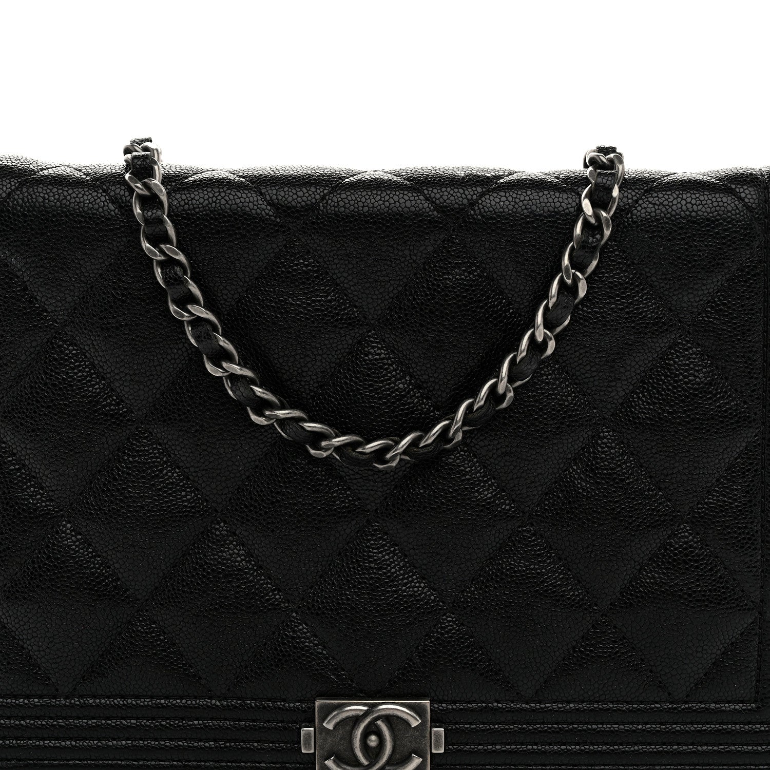 Chanel Caviar Quilted Boy Wallet On Chain WOC Black