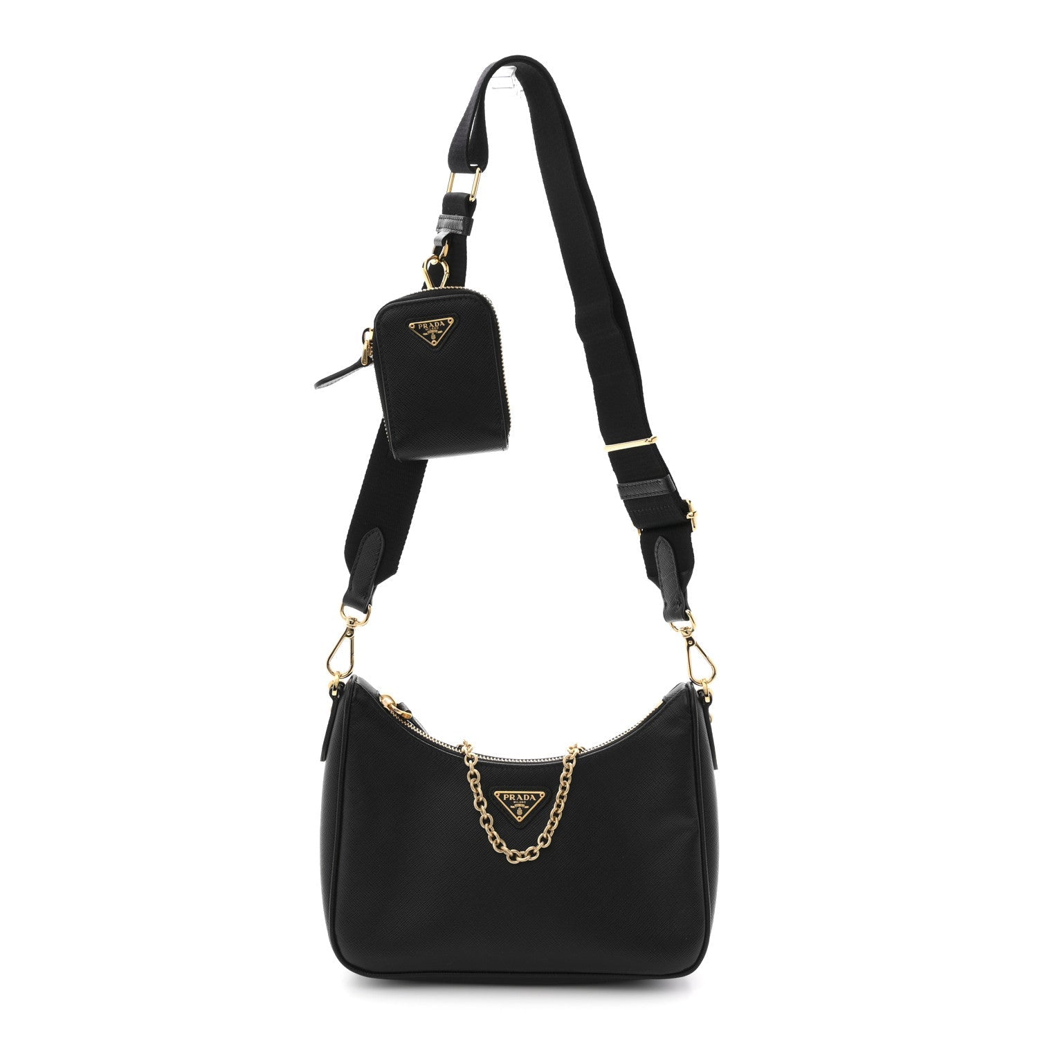 Prada Saffiano Lux Re-Edition 2005 Shoulder Bag Black