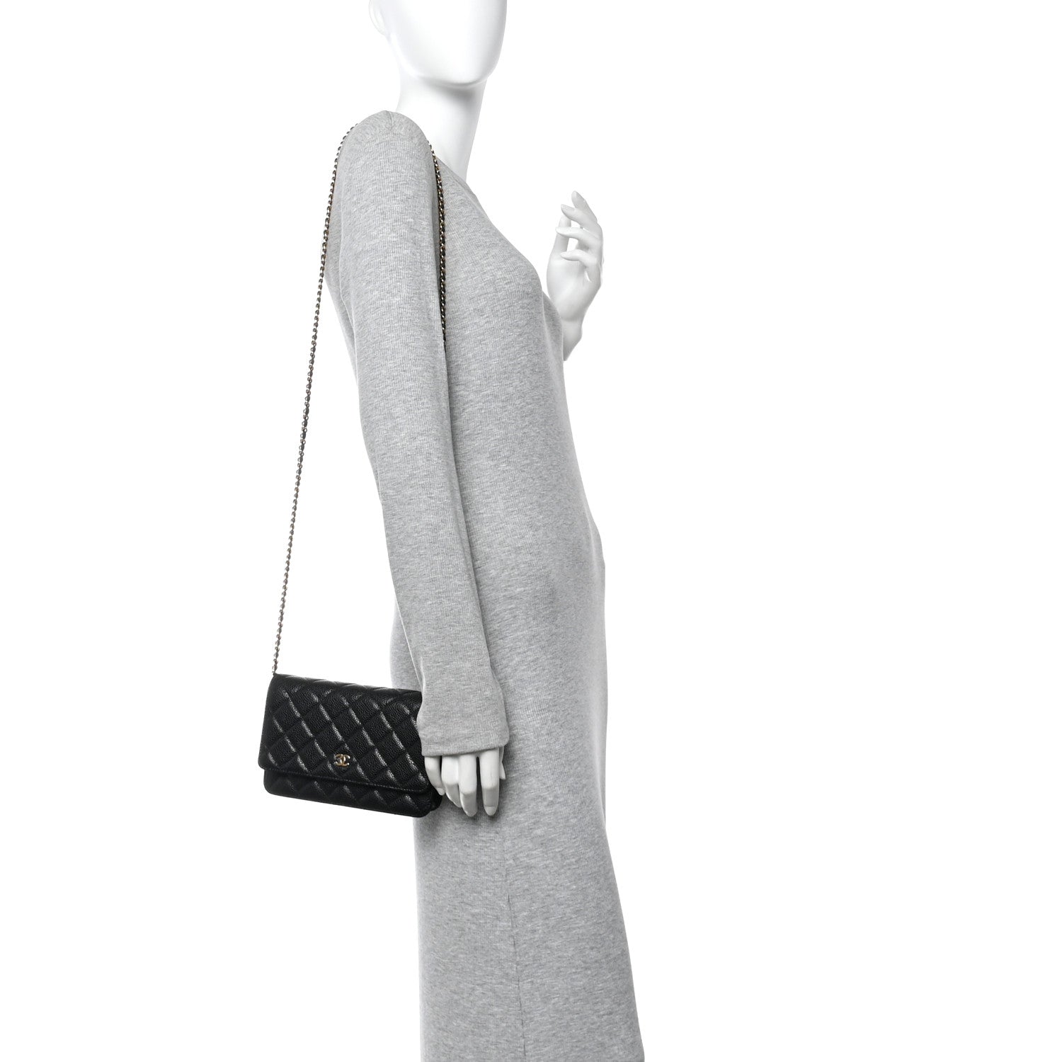 Chanel Caviar Quilted Wallet on Chain WOC Black