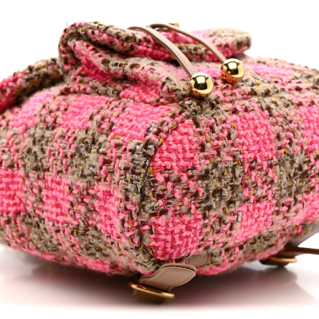 Chanel Wool Tweed Elegant Backpack Pink Brown