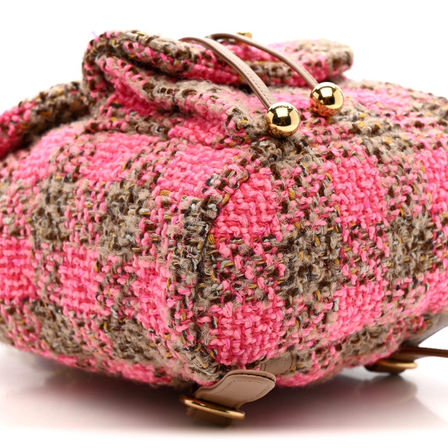 Chanel Wool Tweed Elegant Backpack Pink Brown