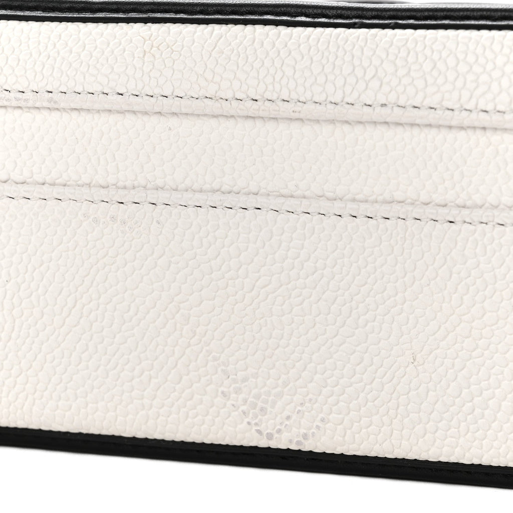 Chanel Caviar Quilted Medium CC Filigree Vanity Case White Black