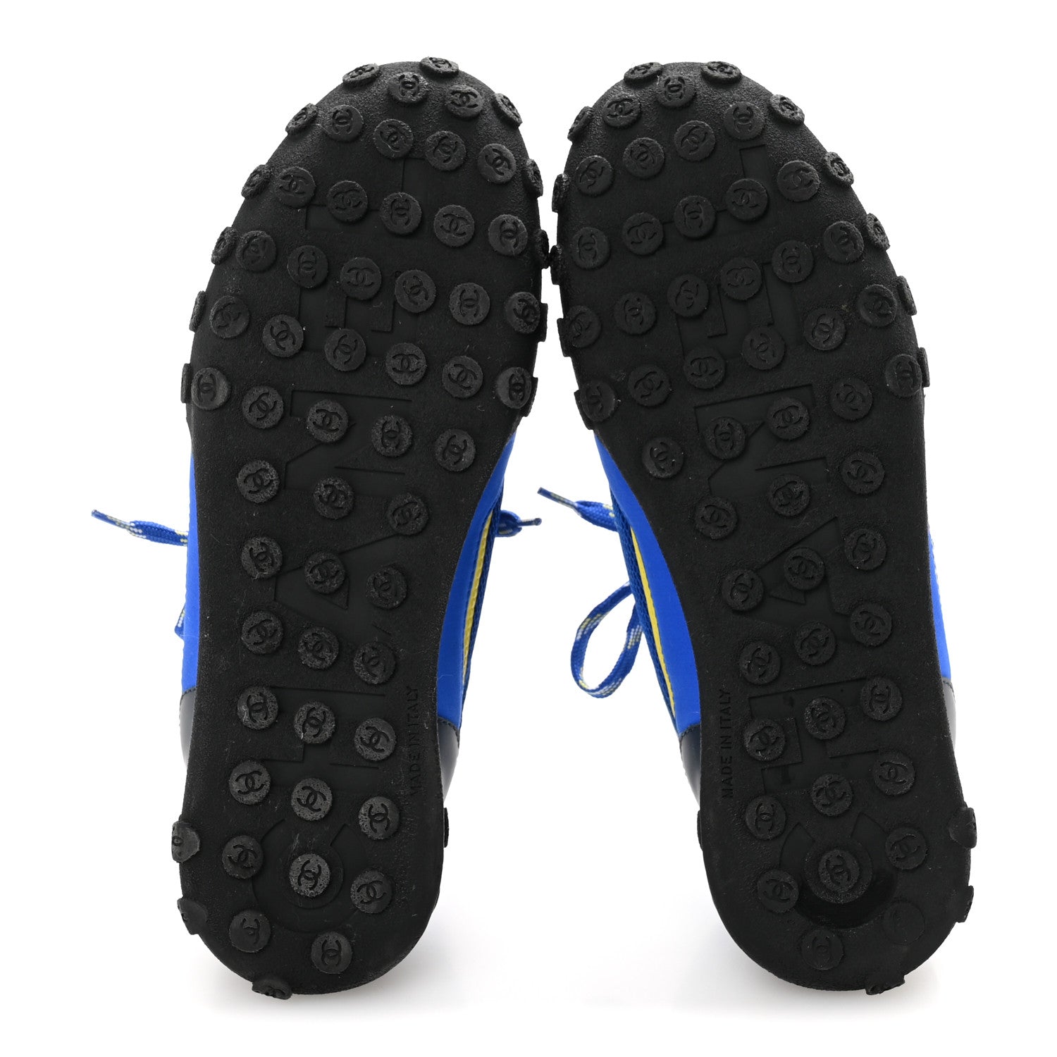 Calfskin Mesh Lycra Womens Logo Sneakers 38.5 Royal Blue