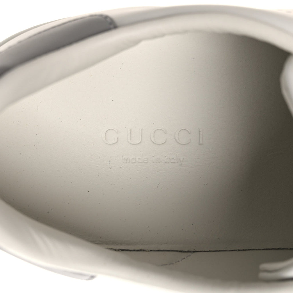 Gucci Calfskin Interlocking G Perforated Womens Ace Sneakers 37 White Grey Sky