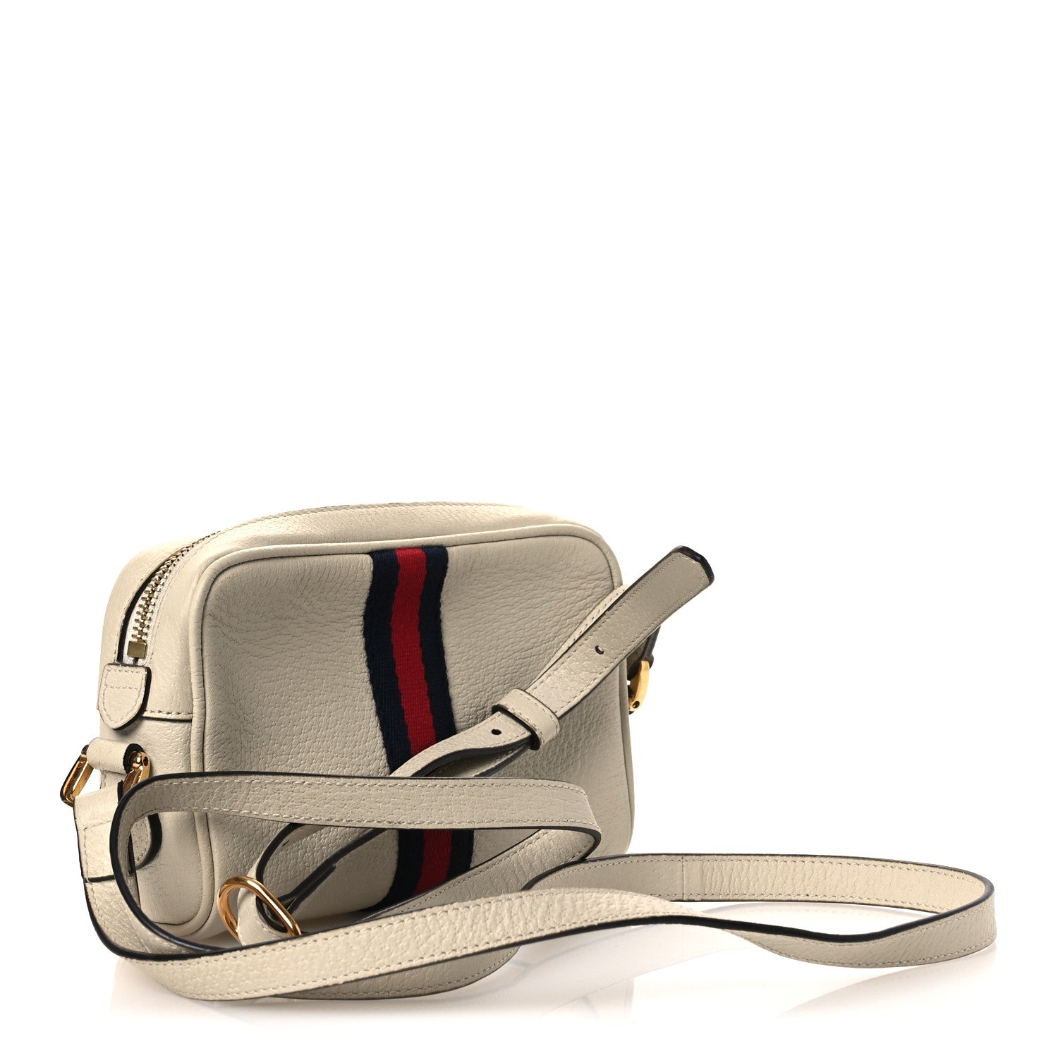 Gucci Textured Dollar Calfskin Web Mini Ophidia Shoulder Bag Mystic White