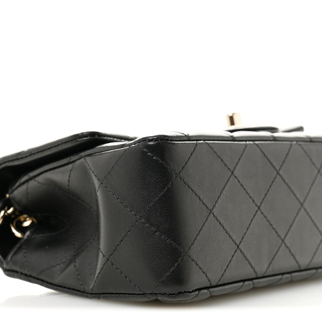 Chanel Lambskin Quilted Mini Rectangular Flap Black