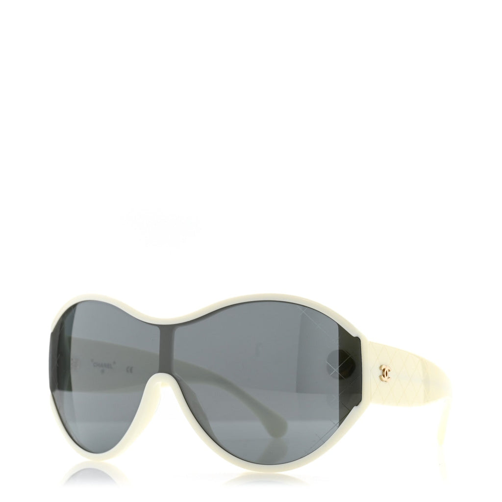 Acetate Shield Sunglasses 71476-A White