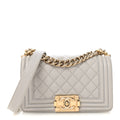 Chanel Caviar Quilted Small Boy Flap Light Grey