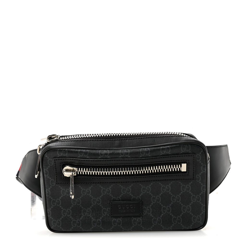 Gucci Soft GG Supreme Monogram Web Belt Bag Black Grey