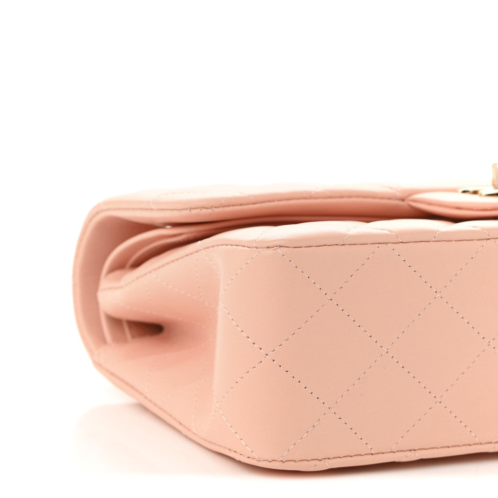 Chanel Lambskin Quilted Small Double Flap Light Orange