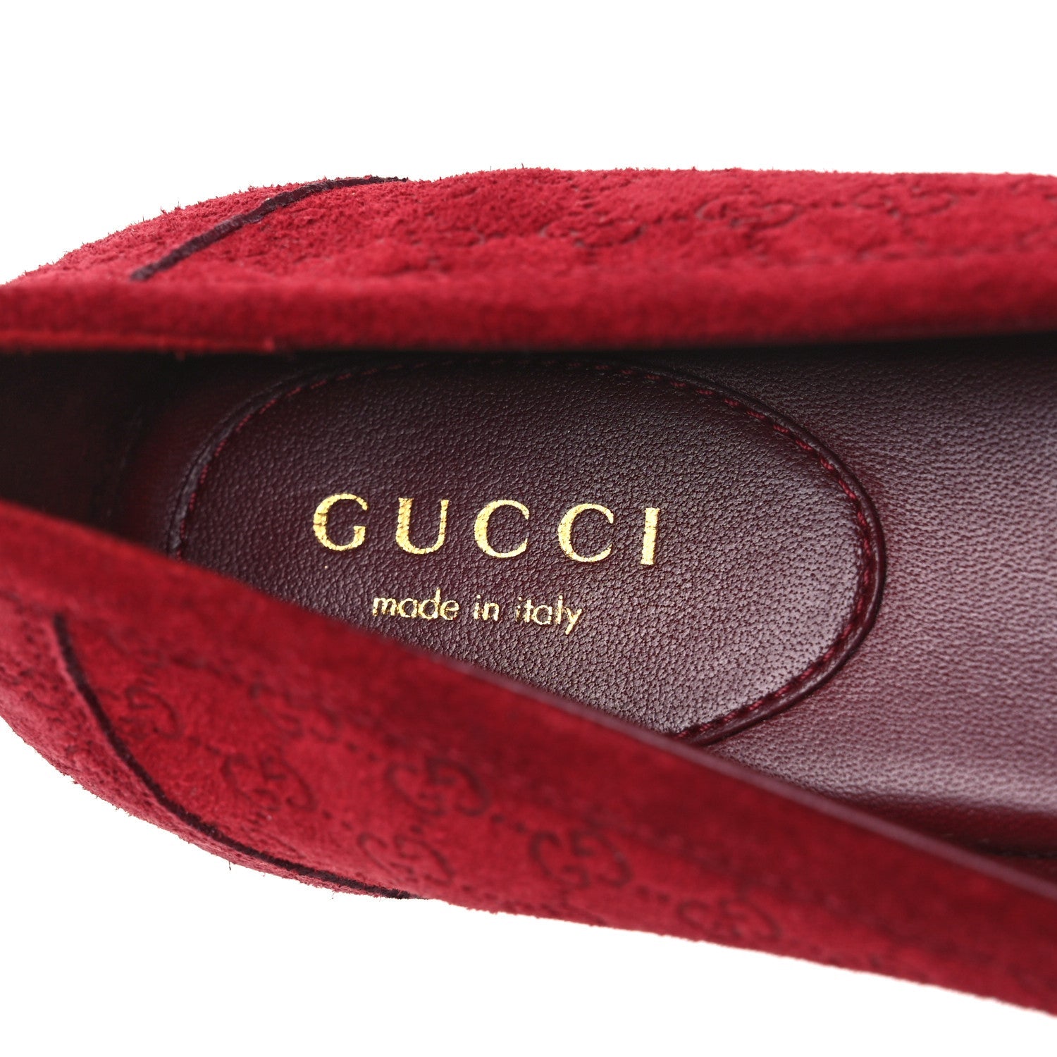 Gucci Suede Micro GG Horsebit Womens Kensington Moccasin Loafers 37  Rosso Ancora