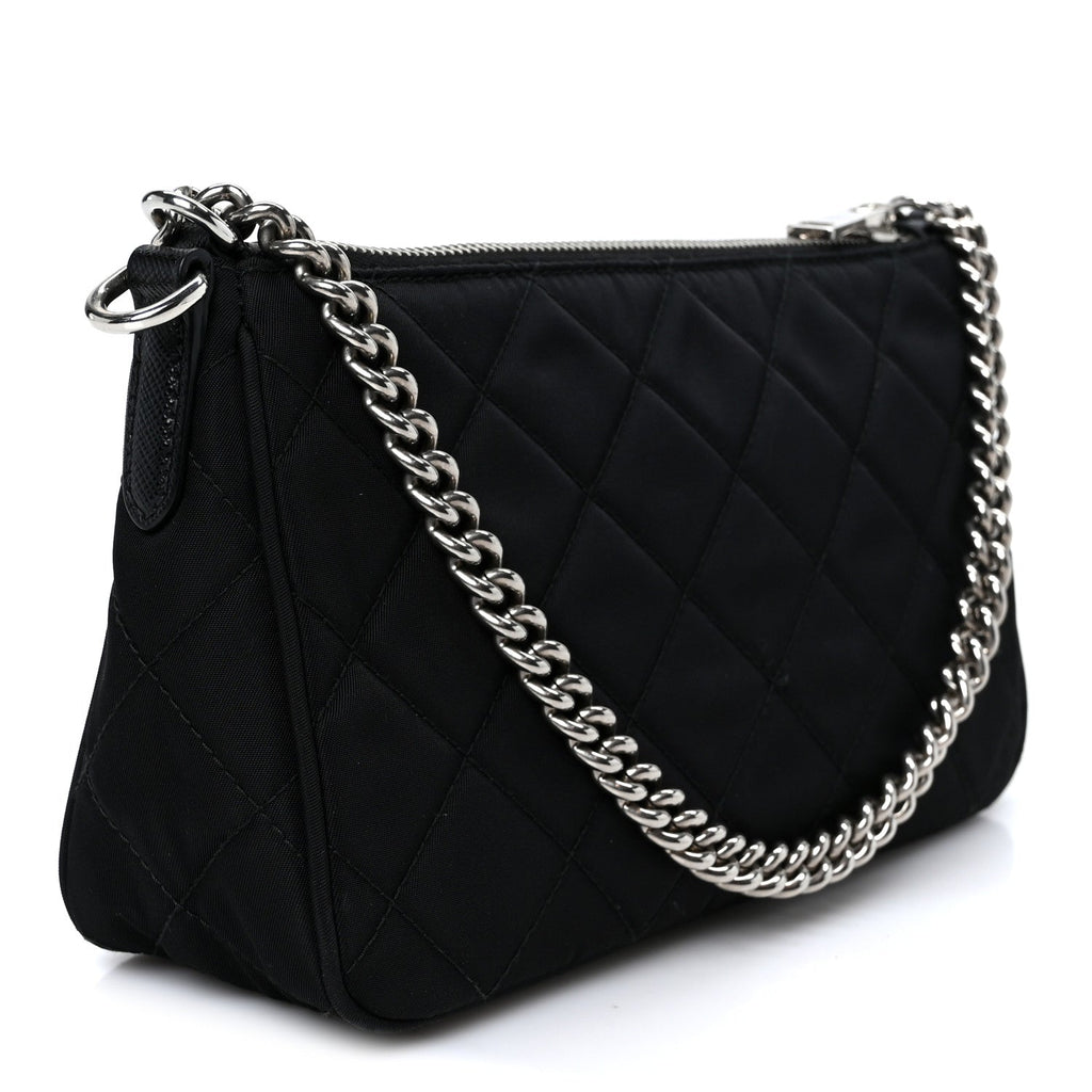 Prada Nylon Tessuto Impuntu Quilted Crossbody Bag Black