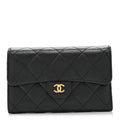 Caviar Quilted Medium Flap Wallet Black
