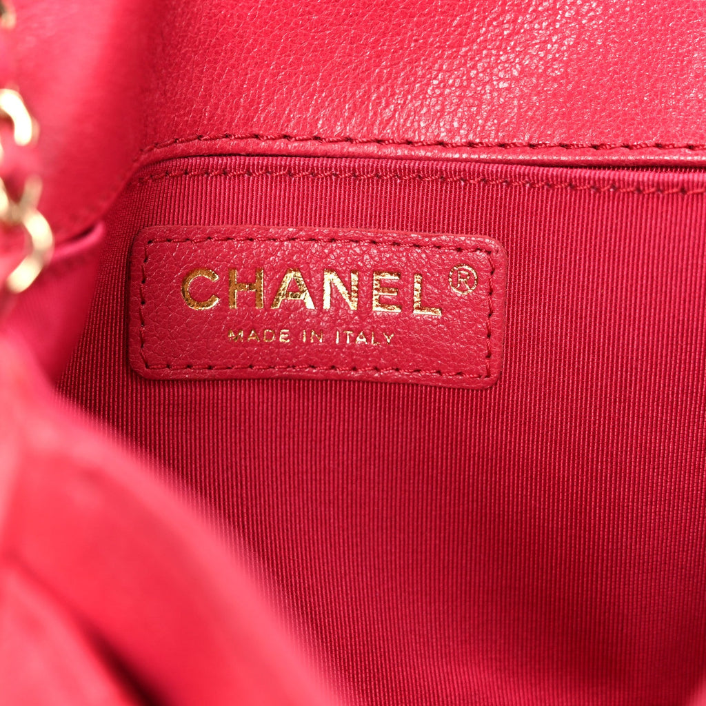 Chanel Goatskin Quilted Coco Curve Flap Messenger Flap Red