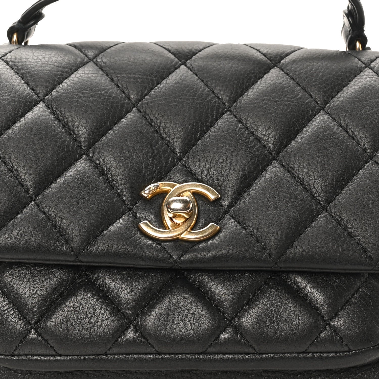 Chanel Calfskin Quilted Top Handle Flap Black