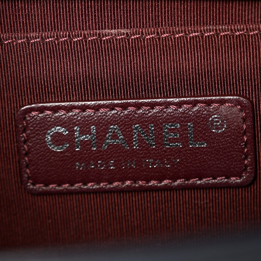 Chanel Calfskin Woven Medium Boy Flap Blue Burgundy
