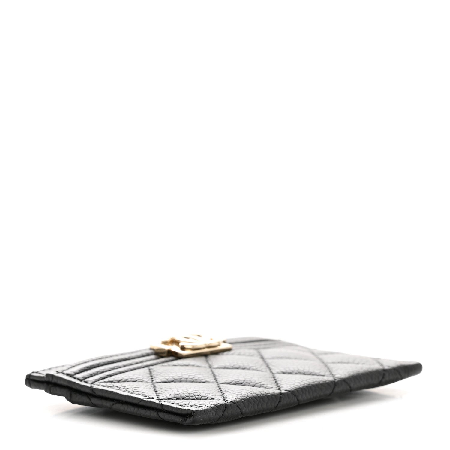 Caviar Quilted Boy Card Holder Black