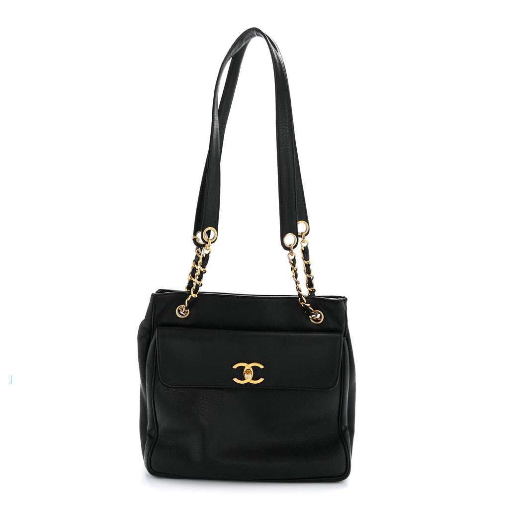 Chanel Caviar CC Flap Shoulder Bag Black
