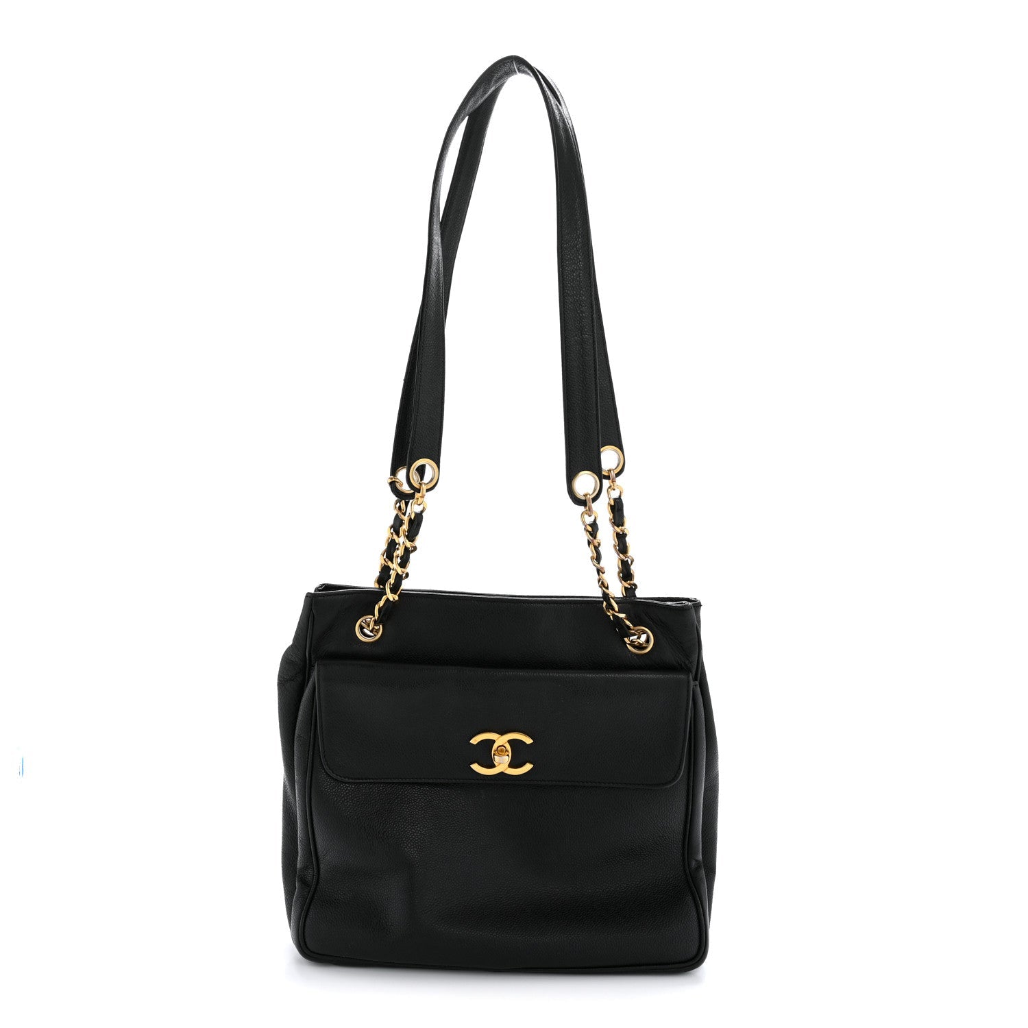 Chanel Caviar CC Flap Shoulder Bag Black