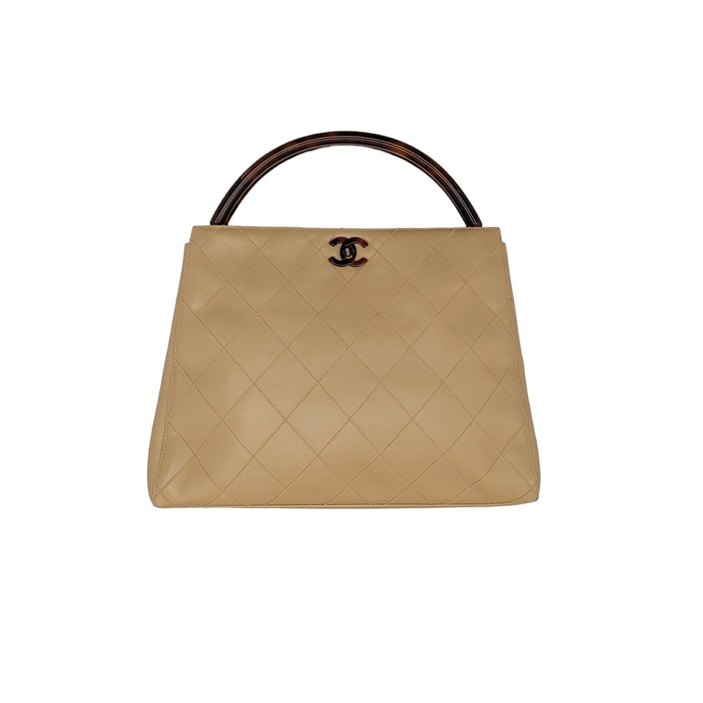 Chanel bag Vintage Beige Quilted Tortoise Motif Handle Bag