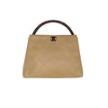 Chanel bag Vintage Beige Quilted Tortoise Motif Handle Bag
