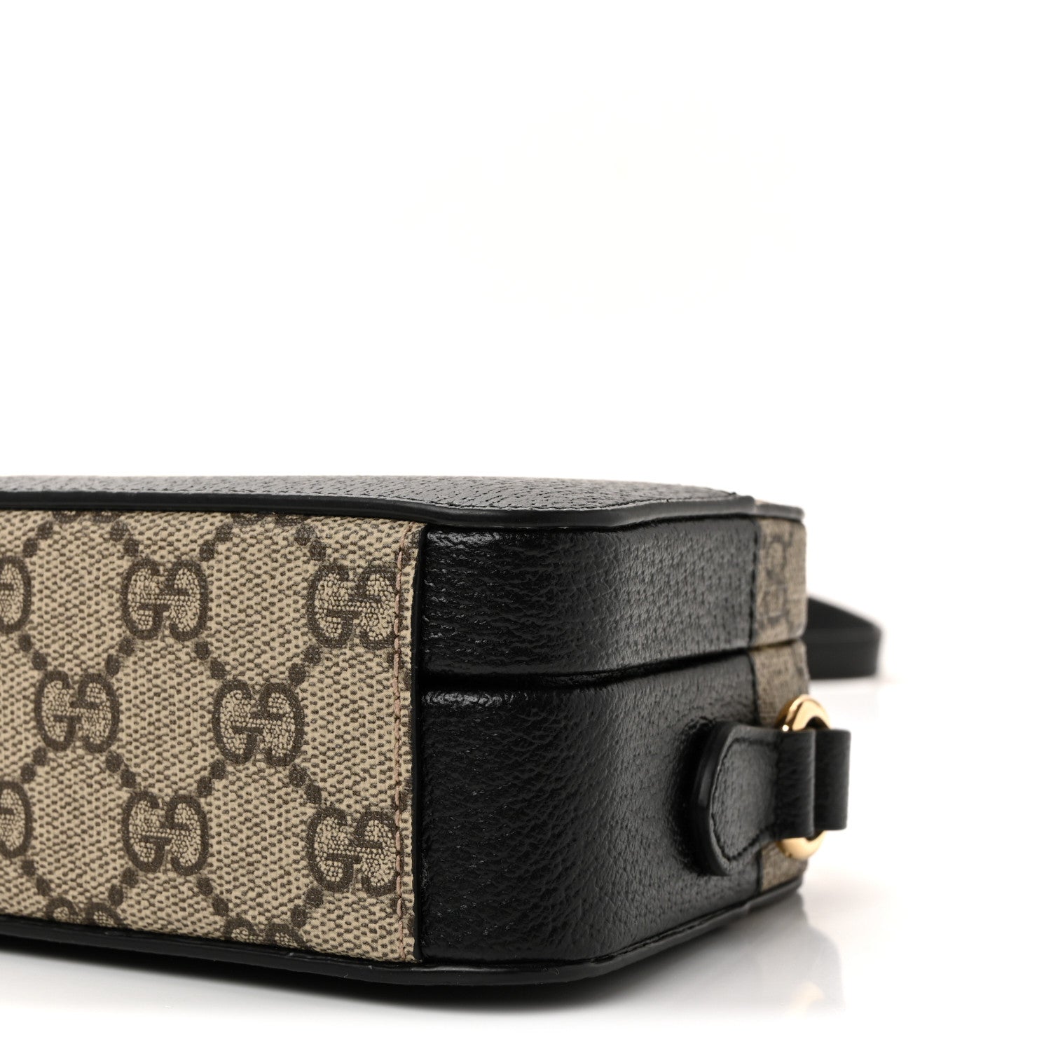 Gucci GG Supreme Monogram Textured Dollar Calfskin Mini New Basket Shoulder Bag Beige Ebony Black