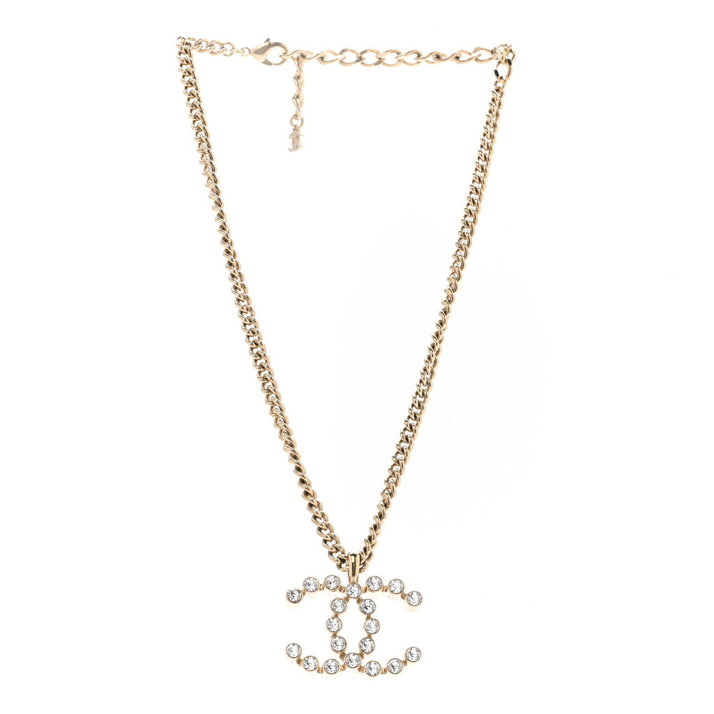 Crystal CC Pendant Necklace Gold