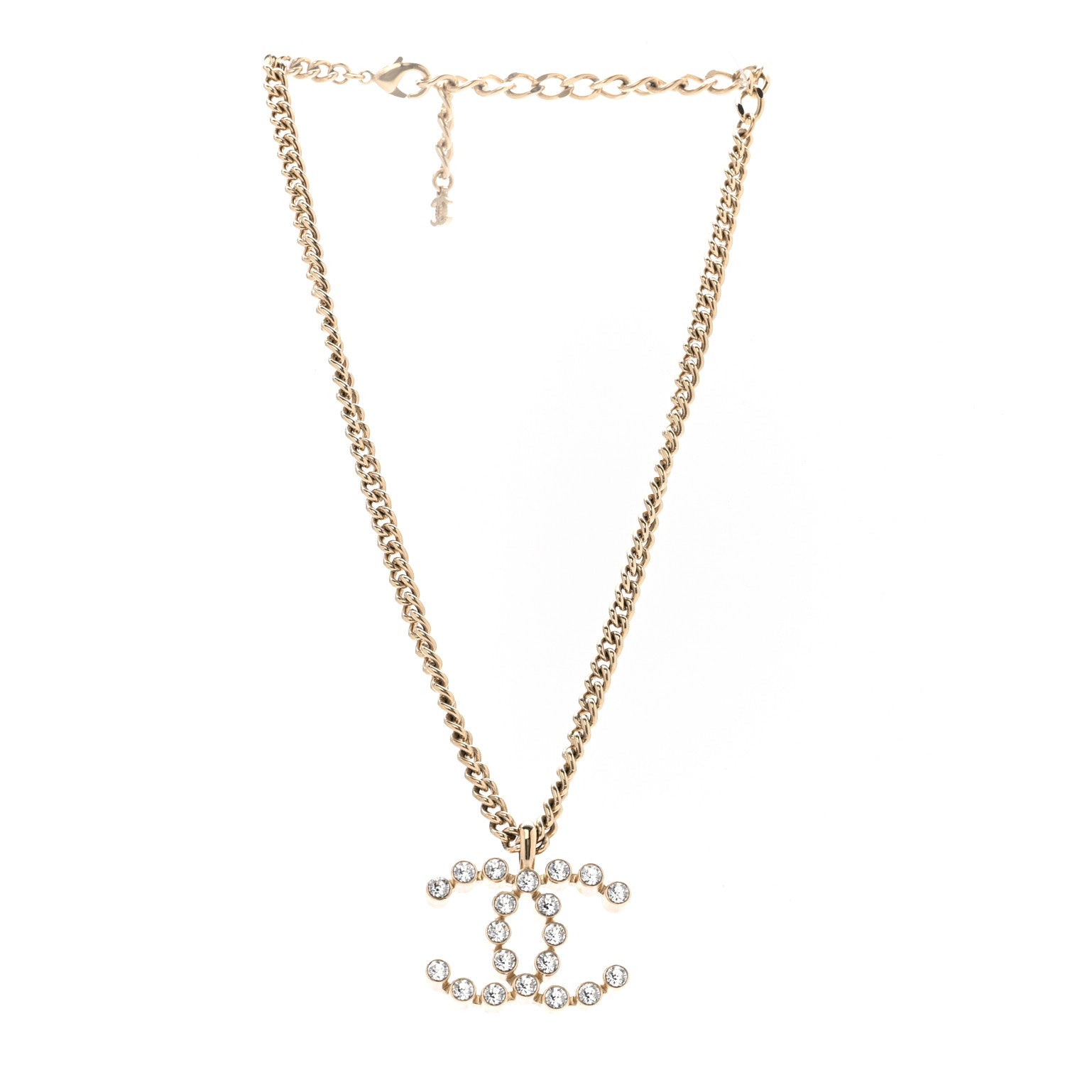 Crystal CC Pendant Necklace Gold