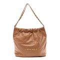 Chanel Shiny Calfskin Quilted Small Chanel 22 Beige