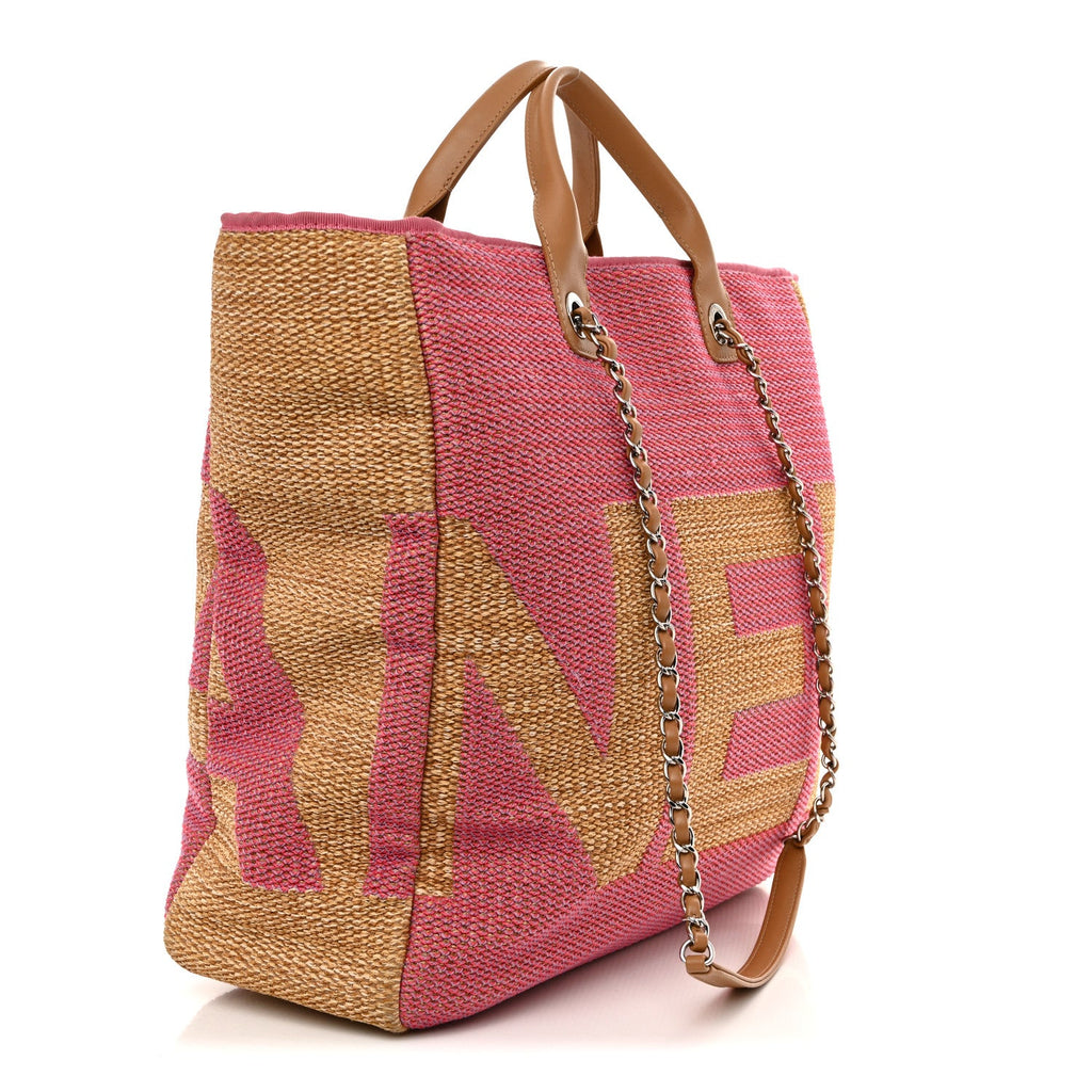 Chanel Mixed Fibers Large Shopping Bag Pink Beige