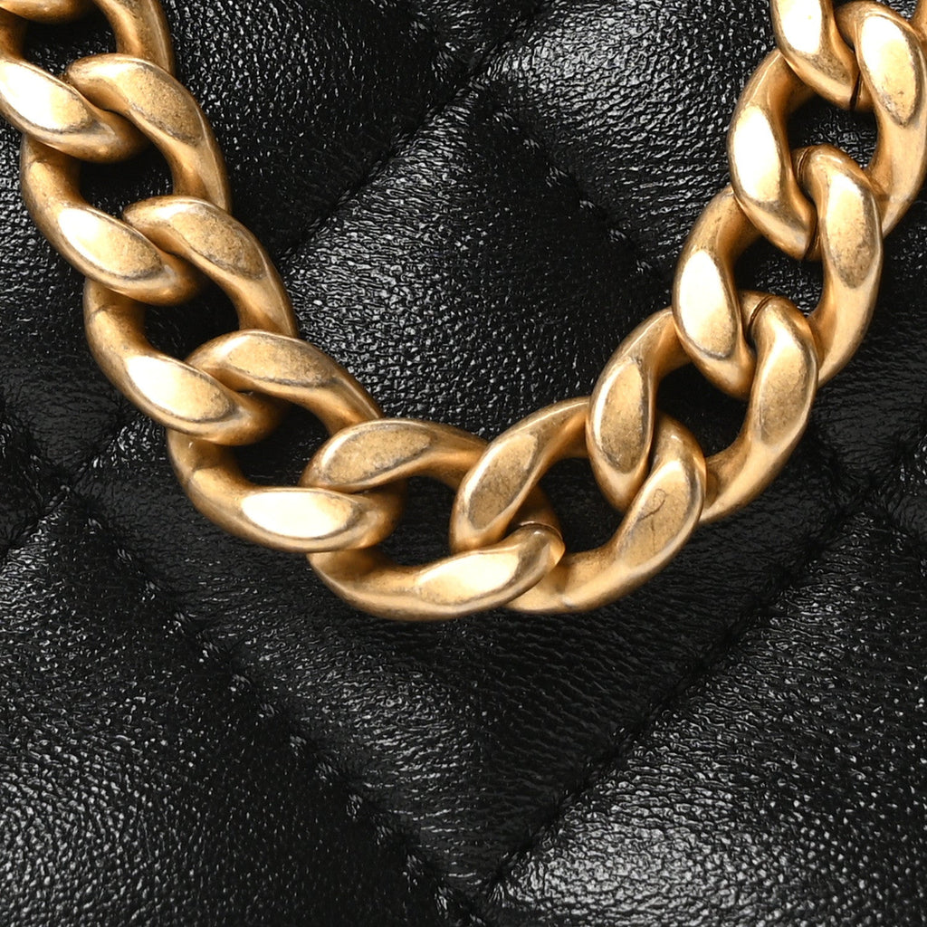 Chanel Lambskin Quilted Small Top Handle Shopping Bag Black