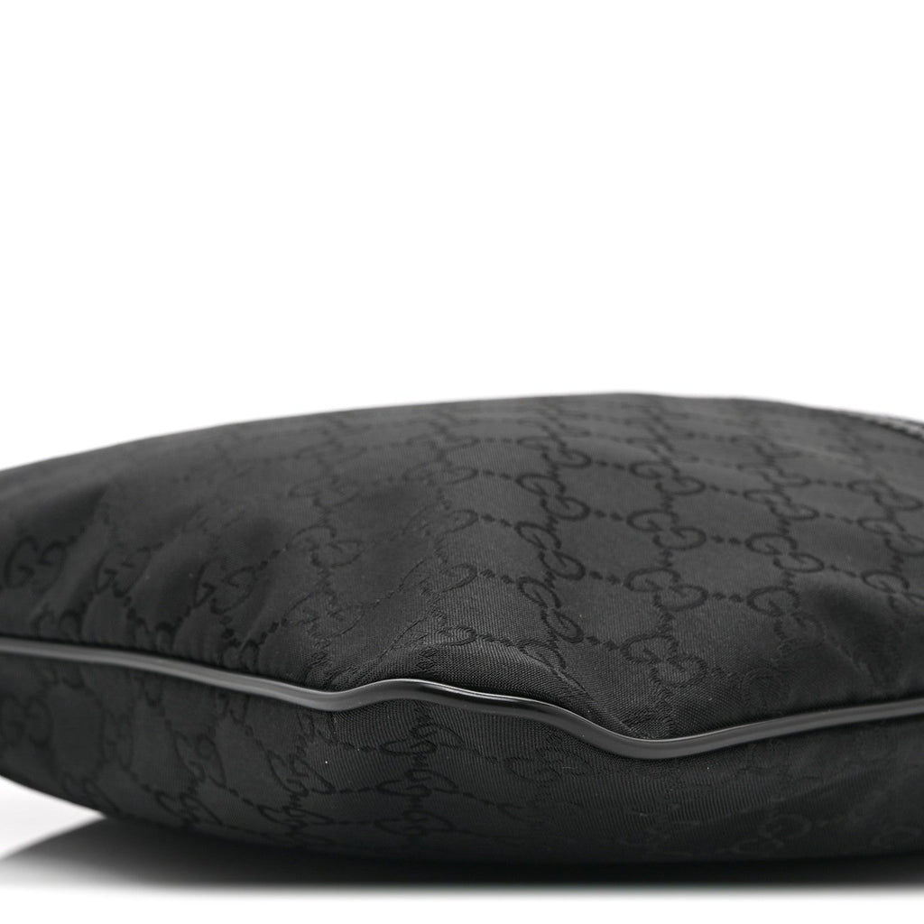 Gucci Nylon Monogram Small Flat Messenger Bag Black
