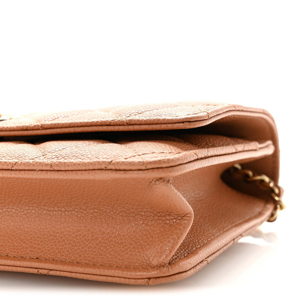 Chanel Caviar Quilted CC Turnlock Wallet On Chain WOC Brown
