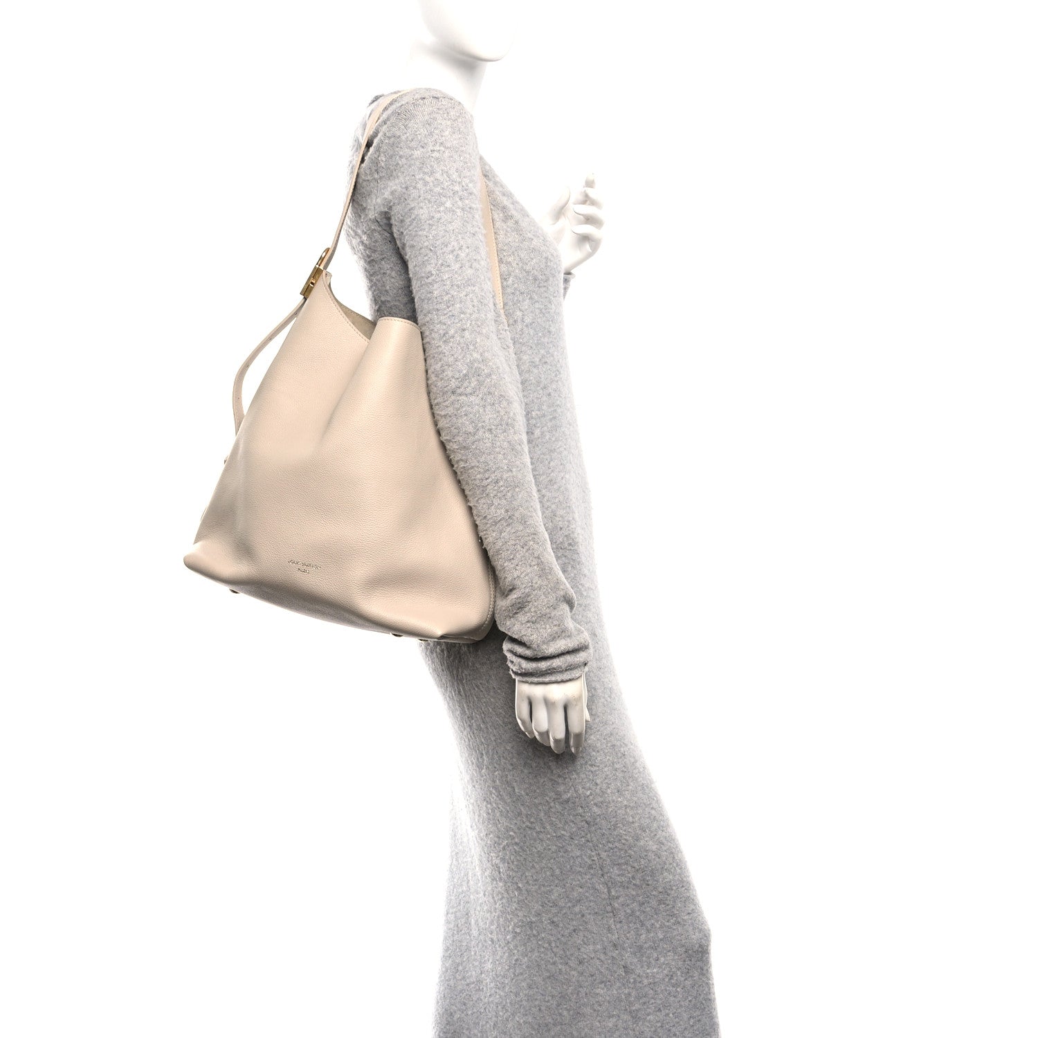 Louis Vuitton Grained Calfskin Low Key Hobo MM Limestone
