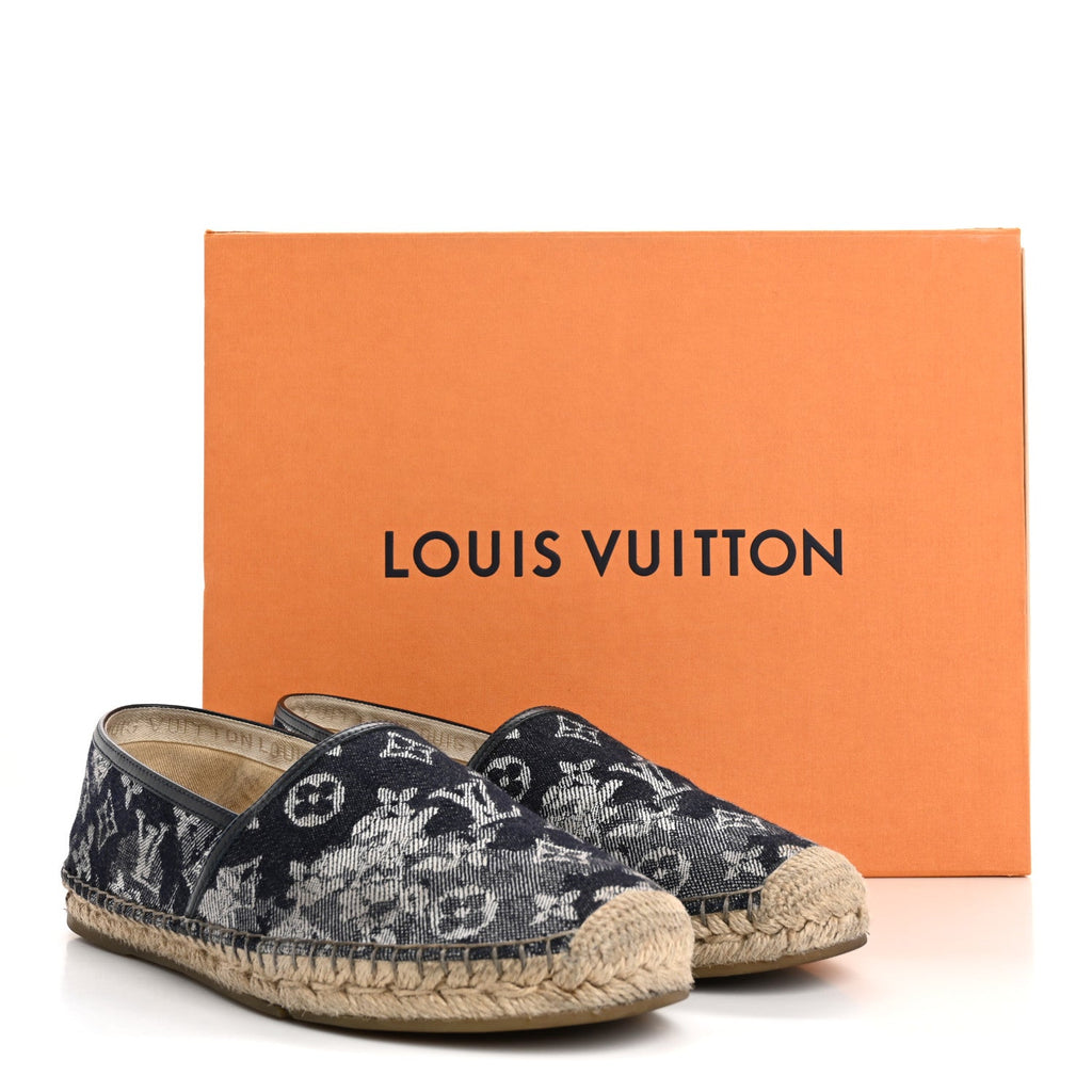Louis Vuitton Monogram Denim Espadrille Flats 8.5 Blue