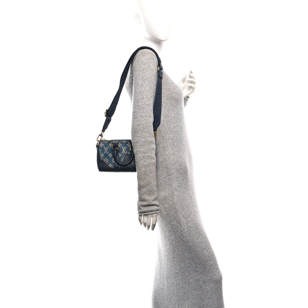 Louis Vuitton X NIGO Taurillon Monogram Denim Drip Keepall XS Blue