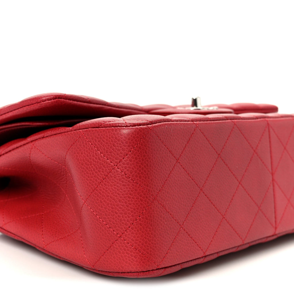 Chanel Caviar Quilted Jumbo Double Flap Dark Red