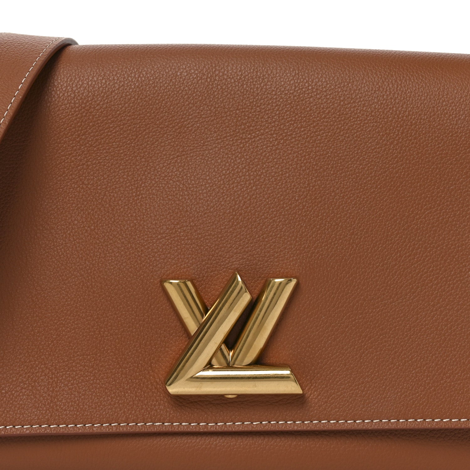 Louis Vuitton Calfskin Soft Twist Shoulder Bag Cognac