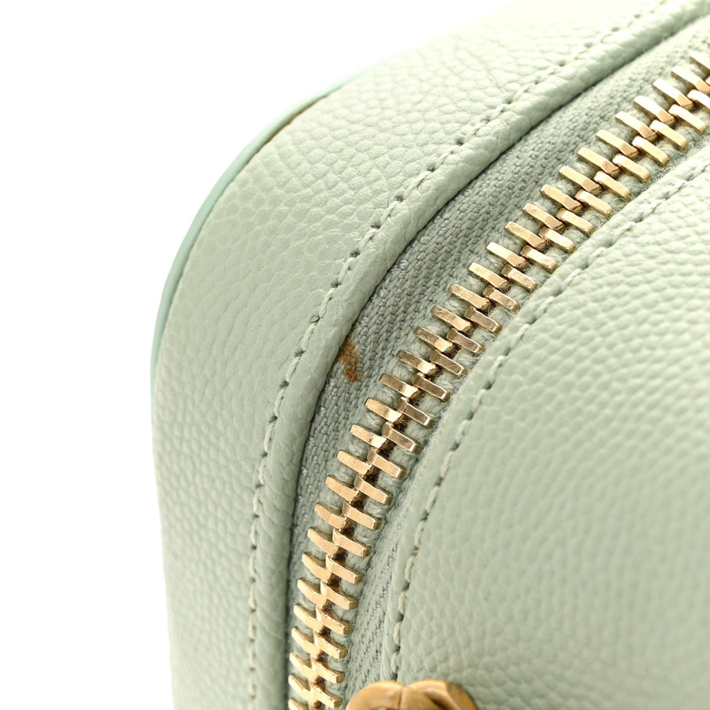 Chanel Caviar Quilted Small CC Filigree Vanity Case Mint