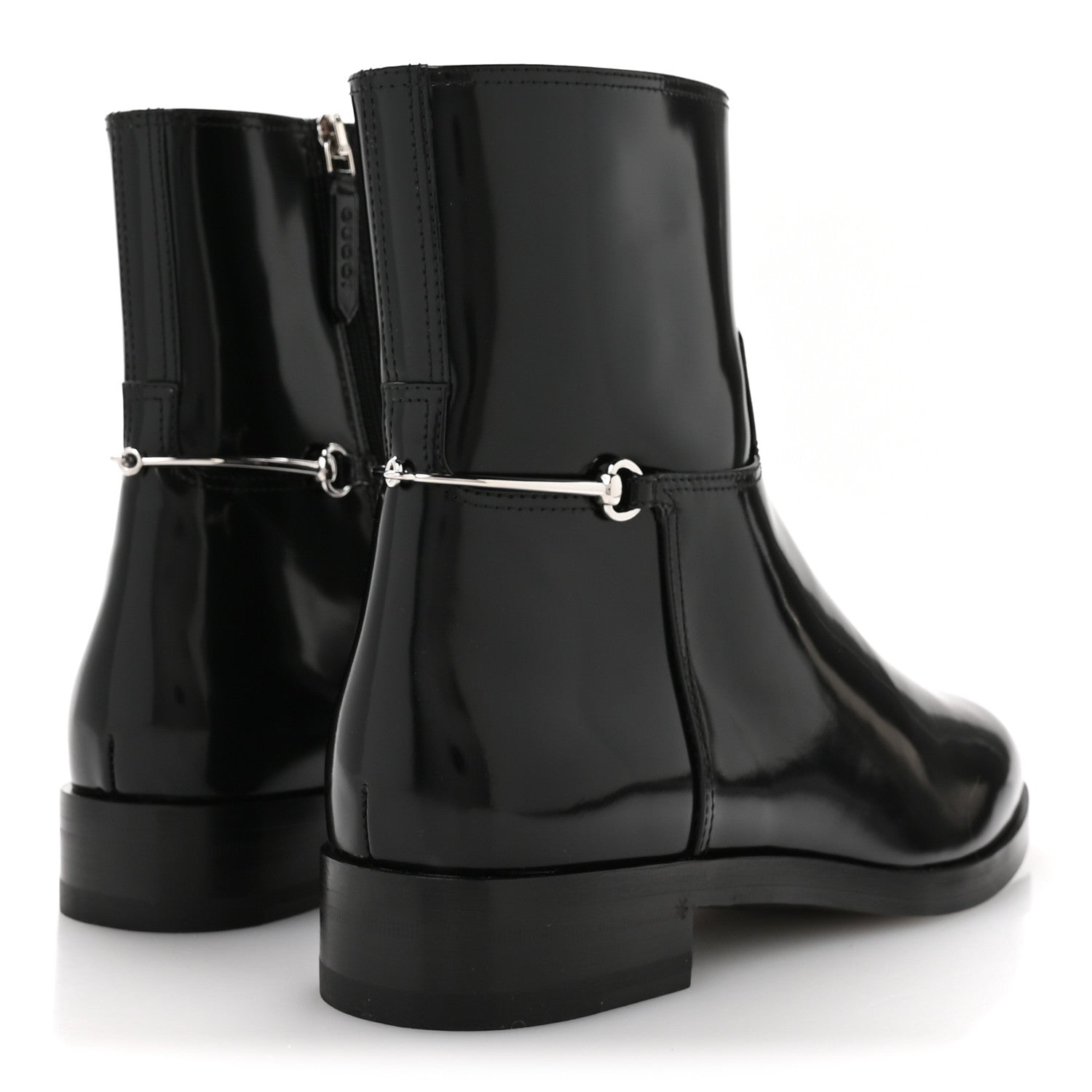 Gucci Brushed Calfskin Michelangelo Slim Horsebit Ankle Boots 39.5 Black