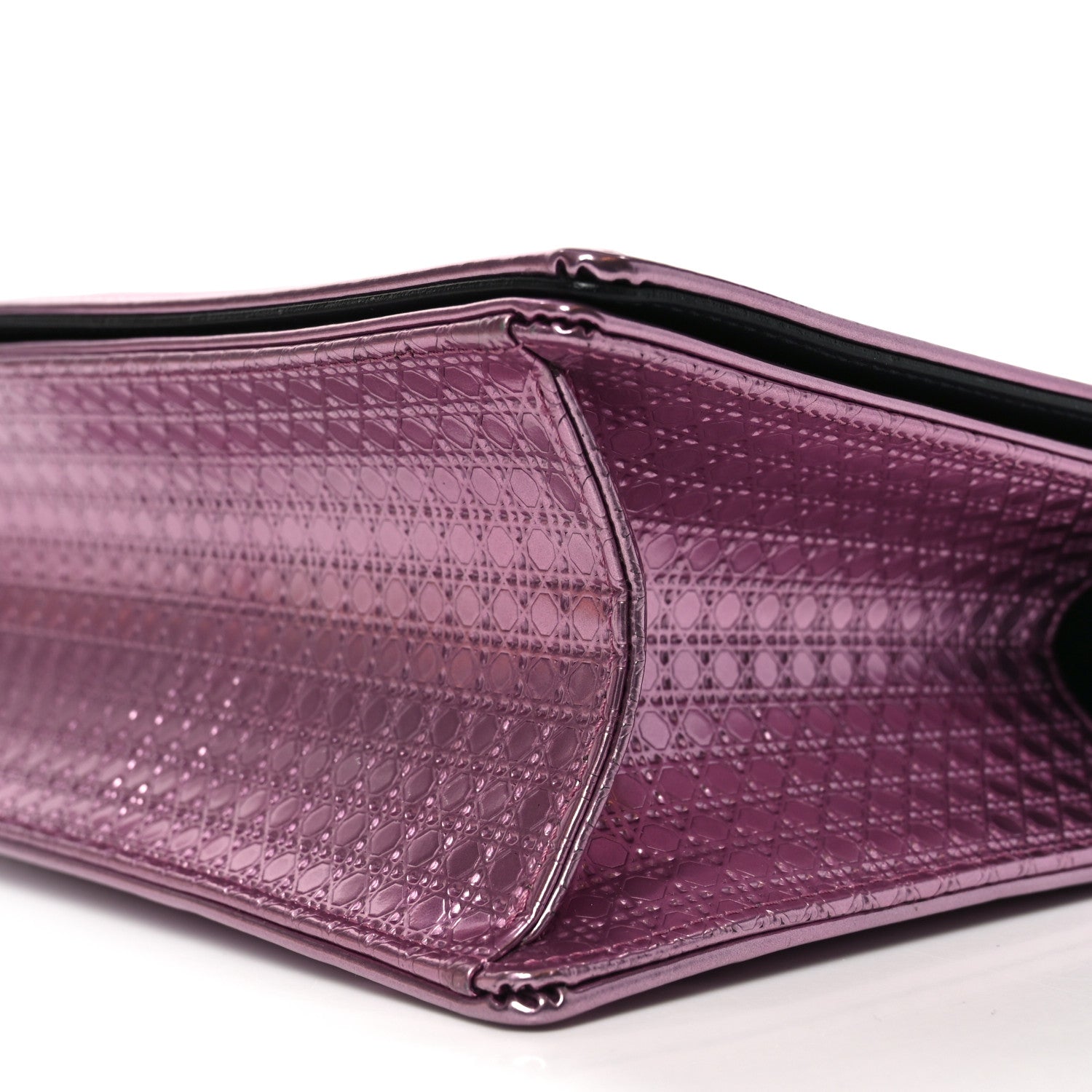 Christian Dior Metallic Patent Micro-Cannage Medium Diorama Flap Bag Pink