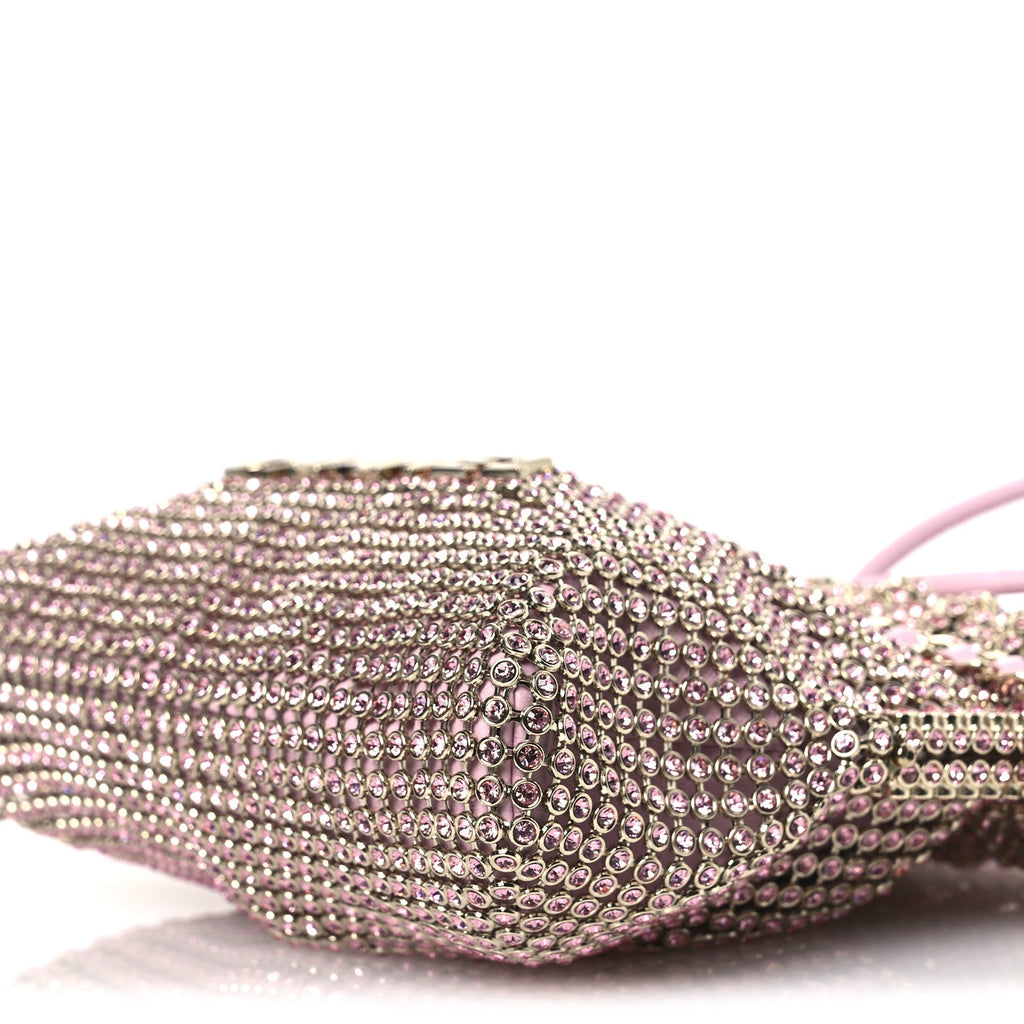 Chanel Crystal Embellished Metallic Lambskin Mini Chanel 22 Light Pink