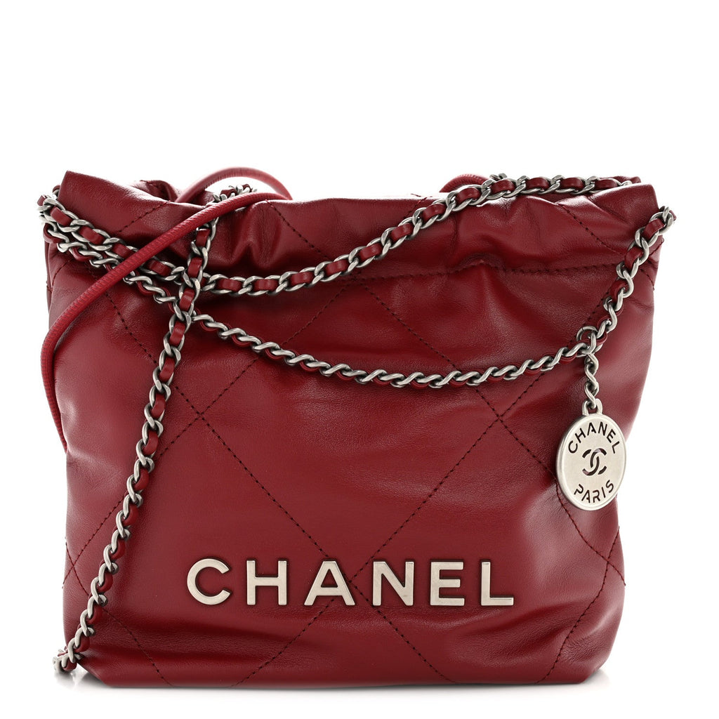 Chanel Shiny Calfskin Quilted Mini Chanel 22 Red