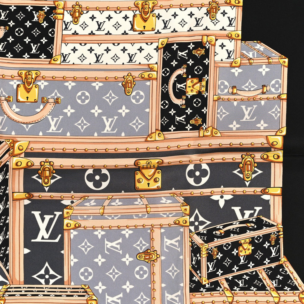 Louis Vuitton Silk Monogram Lets Go Scarf Black