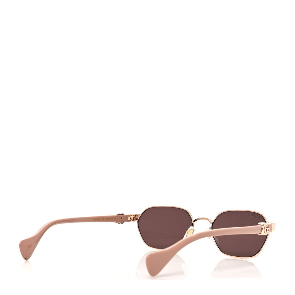 Gucci Metal Acetate Rectangular Frame Sunglasses GG1593S Rose Gold Pink