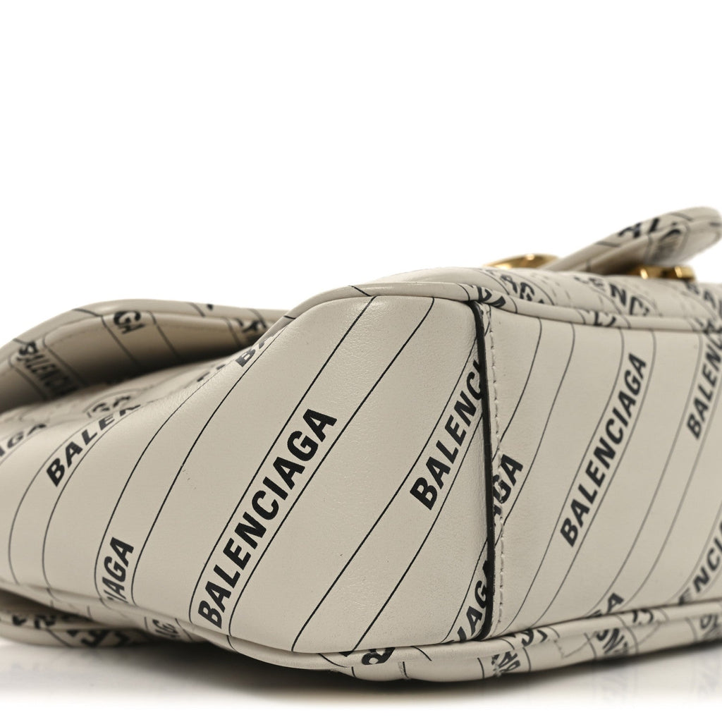 Gucci X BALENCIAGA Calfskin Matelasse Logo Print Small GG Marmont Shoulder Bag White