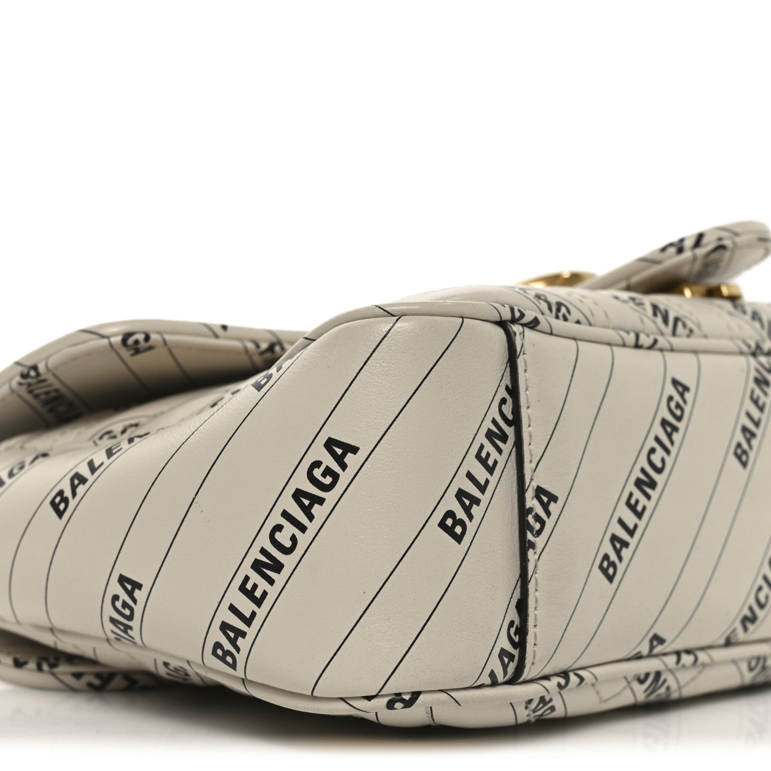 Gucci X BALENCIAGA Calfskin Matelasse Logo Print Small GG Marmont Shoulder Bag White