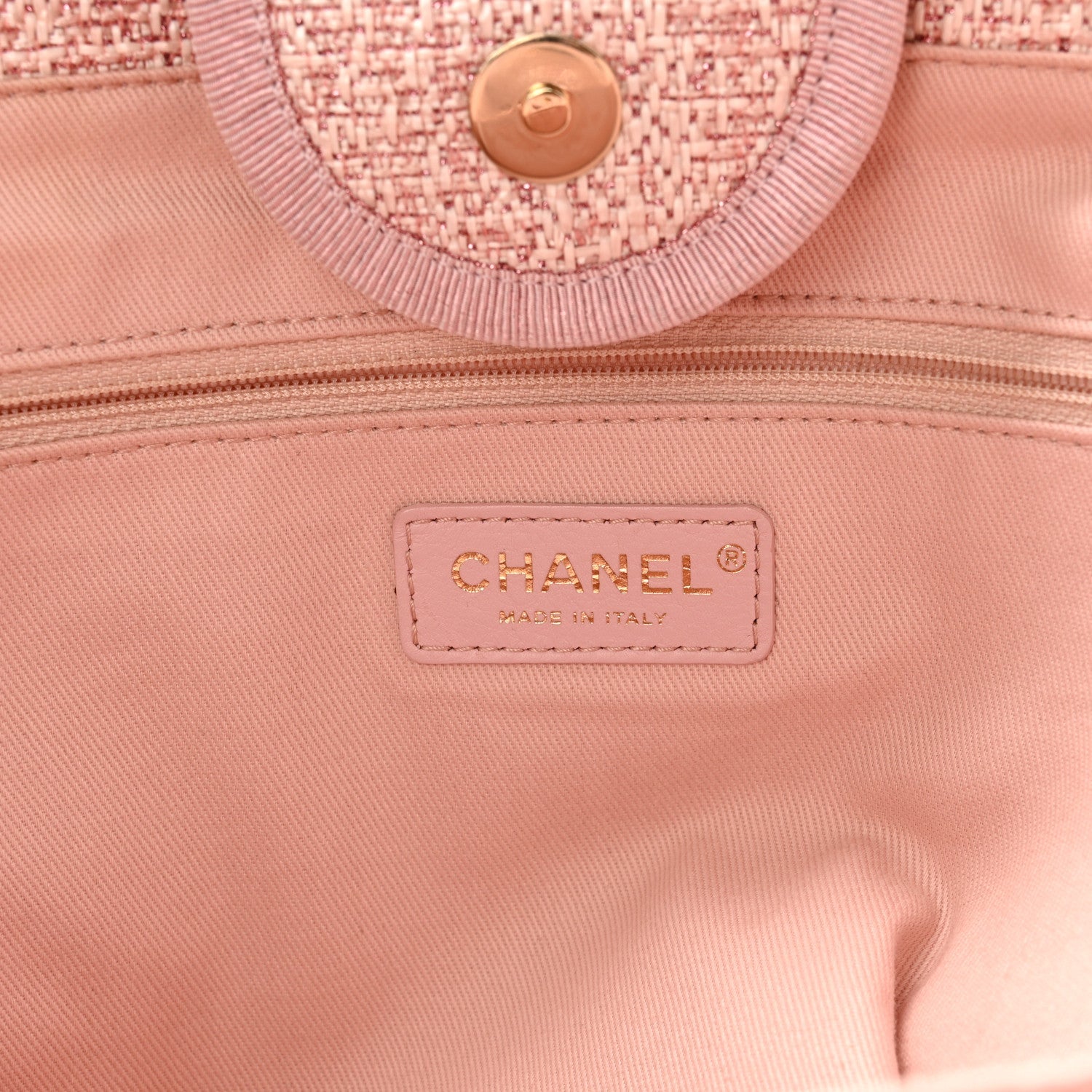 Chanel Lurex Boucle Deauville Medium Tote Pink