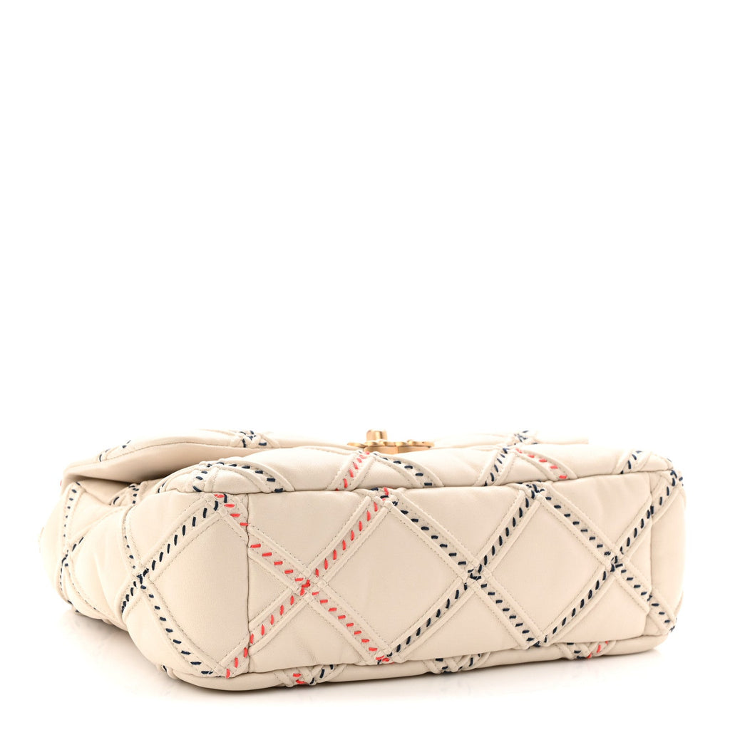 Chanel Lambskin Mixed Fibers Quilted Medium Chanel 19 Flap Beige