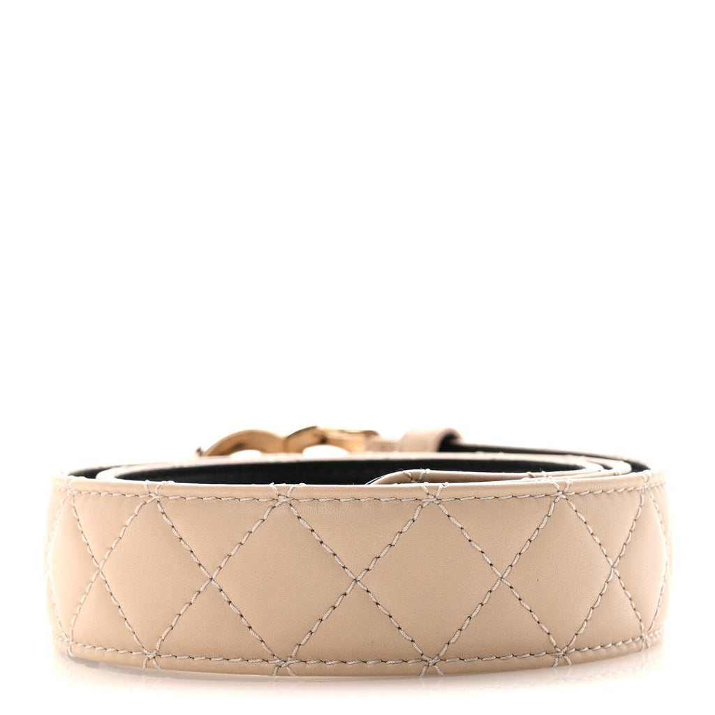Lambskin Quilted CC Belt 75 30 Beige